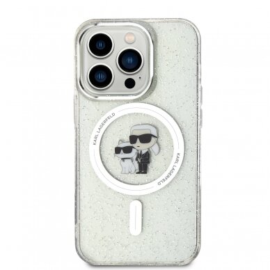 iPhone 15 PRO transparent Glitter MagSafe Karl&Choupette KARL LAGERFELD nugarėlė 3