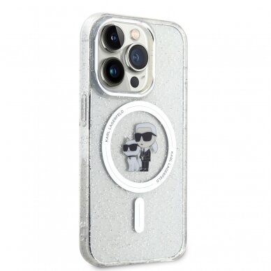 iPhone 15 PRO transparent Glitter MagSafe Karl&Choupette KARL LAGERFELD nugarėlė 4