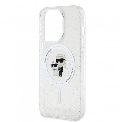 iPhone 15 PRO transparent Glitter MagSafe Karl&Choupette KARL LAGERFELD nugarėlė 5