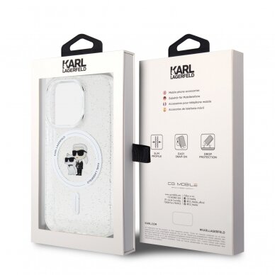 iPhone 15 PRO transparent Glitter MagSafe Karl&Choupette KARL LAGERFELD nugarėlė 7