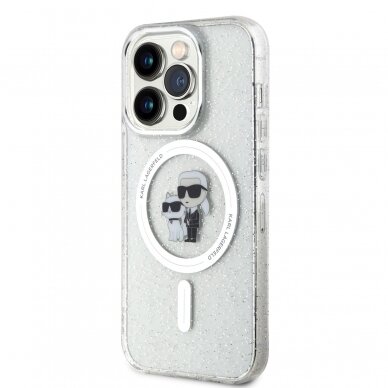 iPhone 15 PRO transparent Glitter MagSafe Karl&Choupette KARL LAGERFELD nugarėlė 2