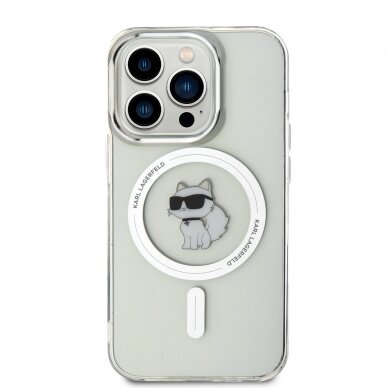 iPhone 15 PRO transparent MagSafe Choupette IML KARL LAGERFELD nugarėlė 2