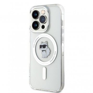 iPhone 15 PRO transparent MagSafe Choupette IML KARL LAGERFELD nugarėlė 1