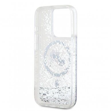 iPhone 15 PRO transparent Magsafe Liquid Glitter KC Heads KARL LAGERFELD nugarėlė 6