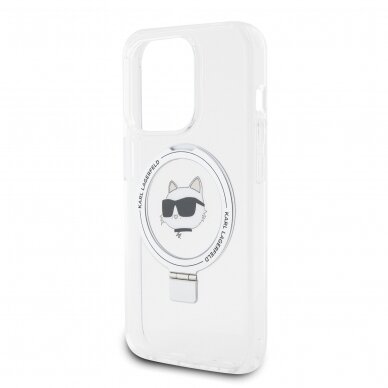 iPhone 15 PRO white Ring Stand MagSafe Choupette Head KARL LAGERFELD nugarėlė 5