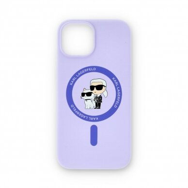 iPhone 15 purple Magsafe Silicone KC Heads Ring KARL LAGERFELD nugarėlė