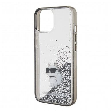 iPhone 15 silver Liquid Glitter Choupette KARL LAGERFELD nugarėlė 5