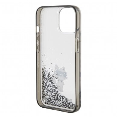 iPhone 15 silver Liquid Glitter Choupette KARL LAGERFELD nugarėlė 6