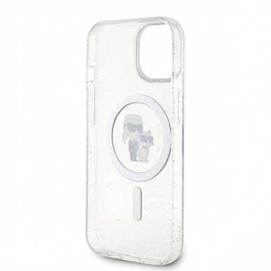 iPhone 15 transparent Glitter MagSafe Karl&Choupette KARL LAGERFELD nugarėlė 14