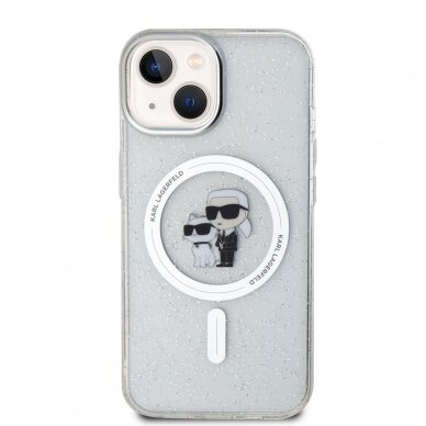 iPhone 15 transparent Glitter MagSafe Karl&Choupette KARL LAGERFELD nugarėlė 3