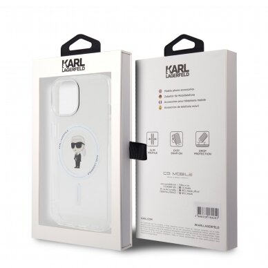 iPhone 15 transparent MagSafe Ikonik IML KARL LAGERFELD nugarėlė 7