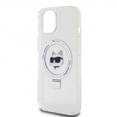 iPhone 15 white Ring Stand MagSafe Choupette Head KARL LAGERFELD nugarėlė 5