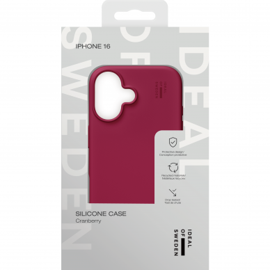 iPhone 16 iDeal Of Sweden nugarėlė MagSafe Silicone Cranberry 2