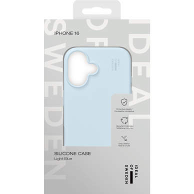 iPhone 16 iDeal Of Sweden nugarėlė MagSafe Silicone Light Blue 3