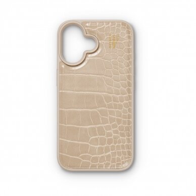 iPhone 16 iDeal Of Sweden nugarėlė MagSafe Vegan Leather Warm Beige Croco