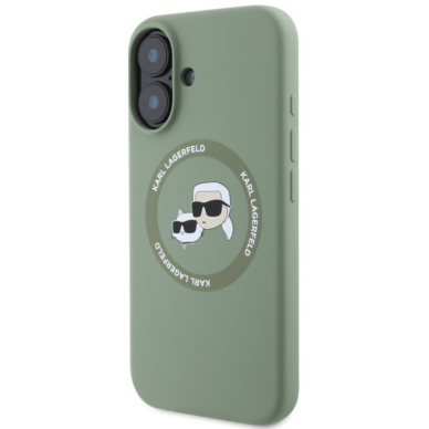 iPhone 16 Khaki Magsafe Silicone KC Heads Ring KARL LAGERFELD nugarėlė 1