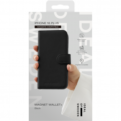 iPhone 16 PLUS iDeal Of Sweden dėklas Magnet Wallet+ Magsafe Black 4