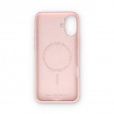 iPhone 16 PLUS pink Magsafe Silicone KC Heads Ring KARL LAGERFELD nugarėlė 1