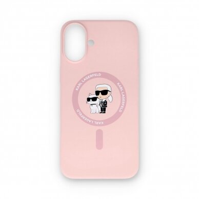 iPhone 16 PLUS pink Magsafe Silicone KC Heads Ring KARL LAGERFELD nugarėlė