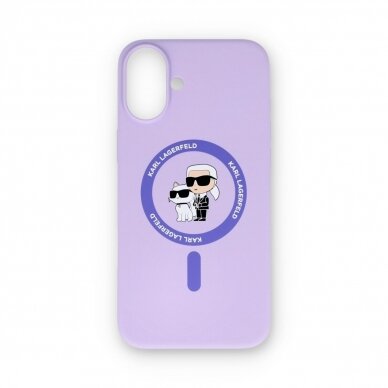 iPhone 16 PLUS purple Magsafe Silicone KC Heads Ring KARL LAGERFELD nugarėlė