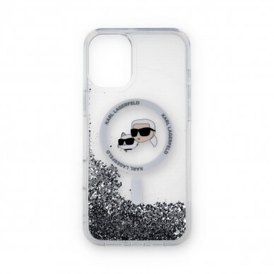 iPhone 16 PLUS transparent Magsafe Liquid Glitter KC Heads KARL LAGERFELD nugarėlė