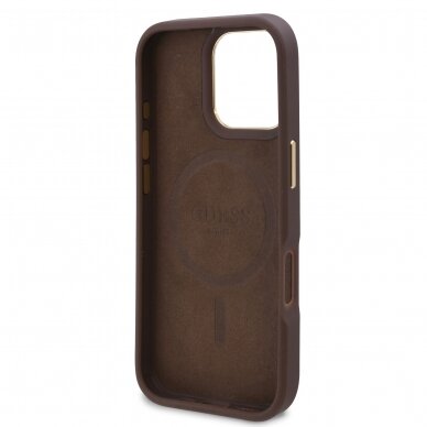 iPhone 16 PRO brown Magsafe 4G PU Logo Plate GUESS nugarėlė 6