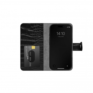 iPhone 16 PRO iDeal Of Sweden dėklas Magnet Wallet+ Magsafe Black Croco 2