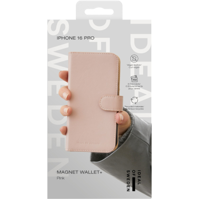 iPhone 16 PRO iDeal Of Sweden dėklas Magnet Wallet+ Magsafe Pink 4