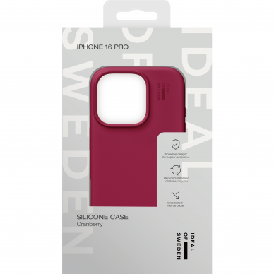 iPhone 16 PRO iDeal Of Sweden nugarėlė MagSafe Silicone Cranberry 2