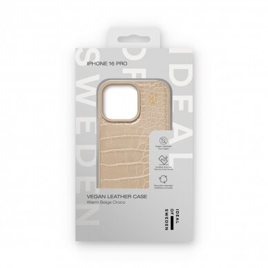 iPhone 16 PRO iDeal Of Sweden nugarėlė MagSafe Vegan Leather Warm Beige Croco 1