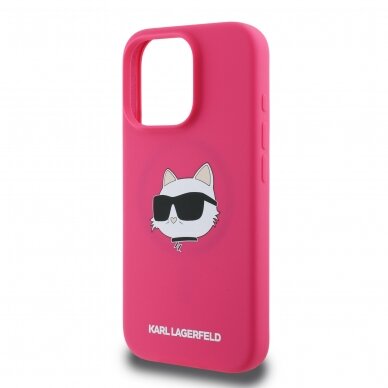 iPhone 16 PRO MAX fuschia Magsafe Sil Choupette Head Print KARL LAGERFELD nugarėlė 5