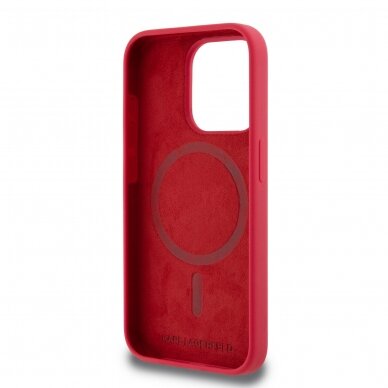 iPhone 16 PRO MAX red Magsafe Silicone KC Heads Ring KARL LAGERFELD nugarėlė 6