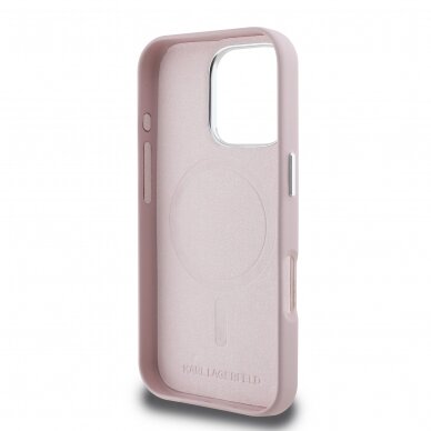 iPhone 16 PRO pink Magsafe PU FW Metal Plate KARL LAGERFELD nugarėlė 6