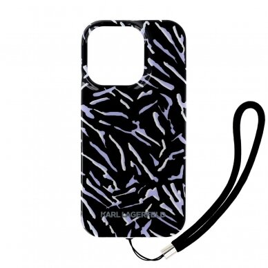 iPhone 16 PRO purple IML Zebra with Cord KARL LAGERFELD nugarėlė