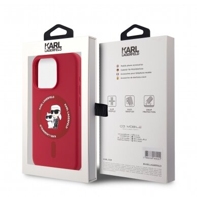 iPhone 16 PRO red Magsafe Silicone KC Heads Ring KARL LAGERFELD nugarėlė 7