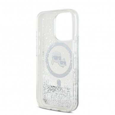 iPhone 16 PRO transparent Magsafe Liquid Glitter KC Heads KARL LAGERFELD nugarėlė 6