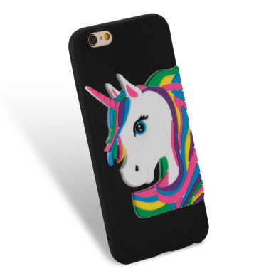 iPhone 6/6S juoda nugarėlė Unicorn 3D 2