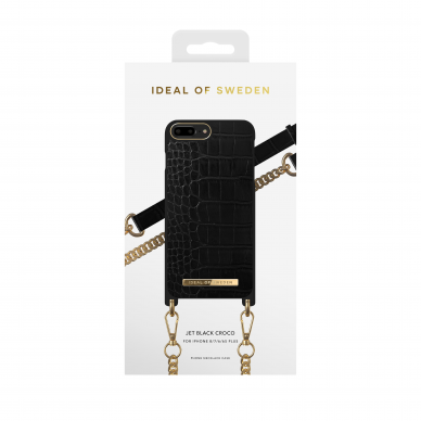 iPhone 6+/7+/8+ iDeal Of Sweden nugarėlė su grandinėle Jet Black Croco 3