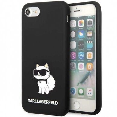 iPhone 7/8/SE 2020/SE 2022 black Silicone Choupette KARL LAGERFELD nugarėlė