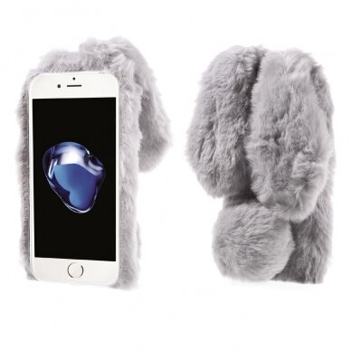 iPhone 7/8/SE 2020/SE 2022 šviesiai pilka nugarėlė Fluffy Rabbit