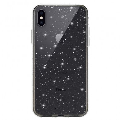 iPhone X/XS clear Crystal Glitter nugarėlė 1