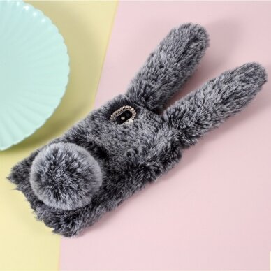 iPhone X/XS dark grey nugarėlė Fluffy Rabbit 1