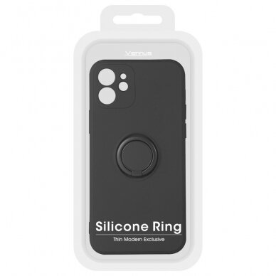 iPhone X/XS juoda VENNUS SILICONE RING nugarėlė 10