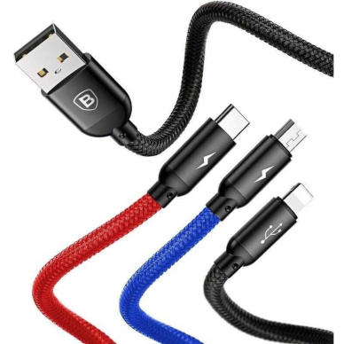 Laidas 3in1 - Lightning + Type-C + micro USB 1,2m 3.5A CAMLT-BSY01 BASEUS 2