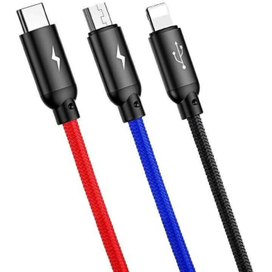 Laidas 3in1 - Lightning + Type-C + micro USB 1,2m 3.5A CAMLT-BSY01 BASEUS 1