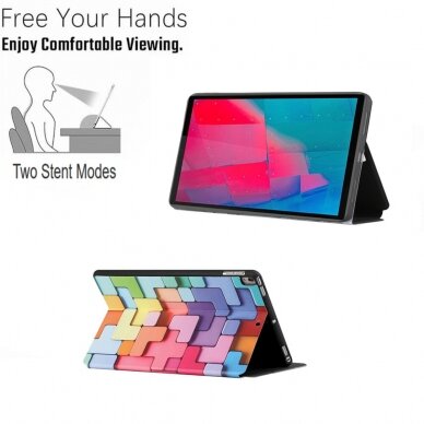 Lenovo Tab M10 PLUS 10.3" silikoninis TRIFOLD dėklas Colorful Geometry 5