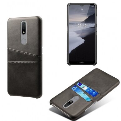 Nokia 2.4 Tracy Leather Card juoda nugarėlė