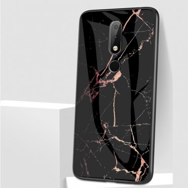 Nokia 4.2 marble glass nugarėlė Black&gold