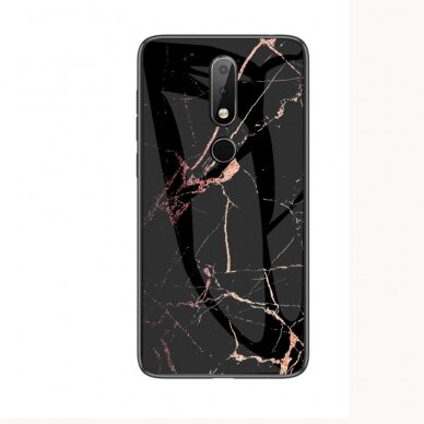 Nokia 4.2 marble glass nugarėlė Black&gold 1