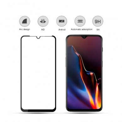 OnePlus 6T juodas pilnas 5D apsauginis stiklas 1